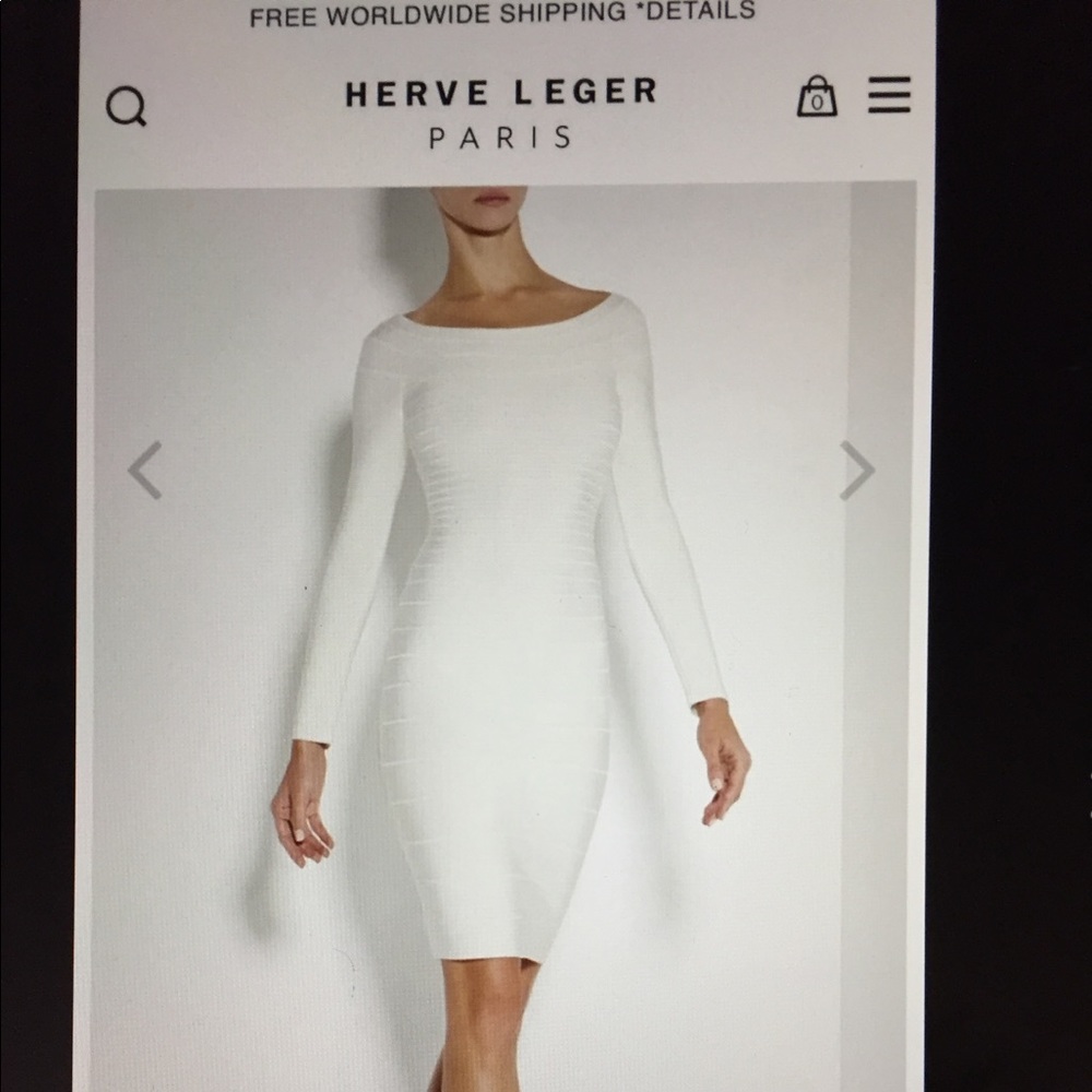 Herve Leger White Candice Dress Large $1150 NWT